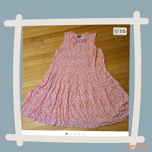 Ninety Coral & White Printed Sleeveless Dress Size Medium